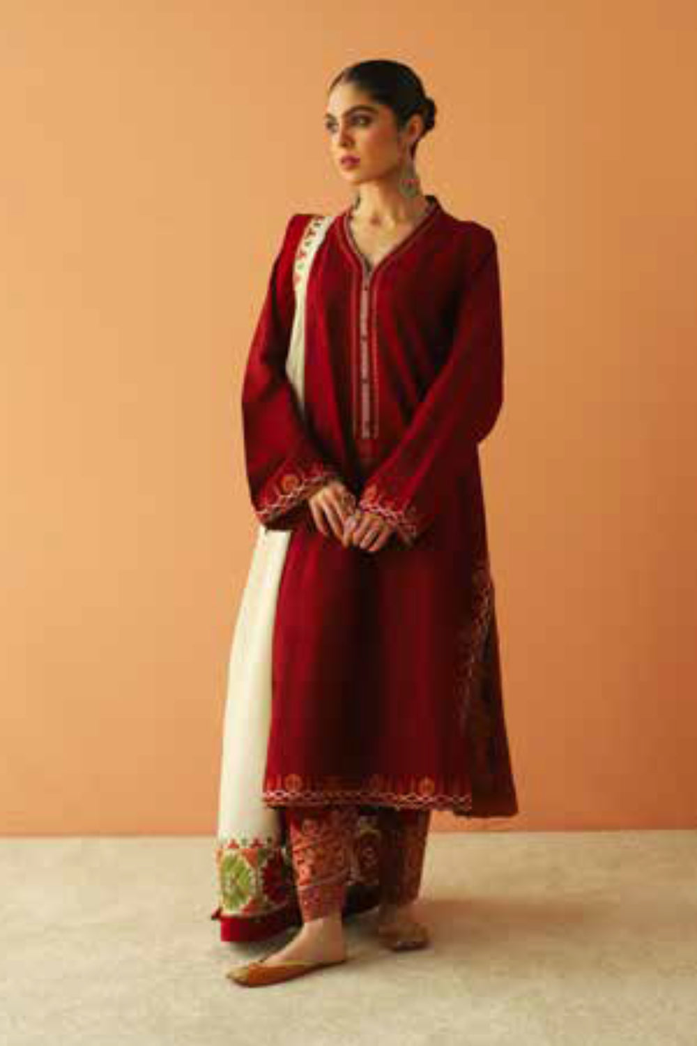 Maroon 2024 suit zara