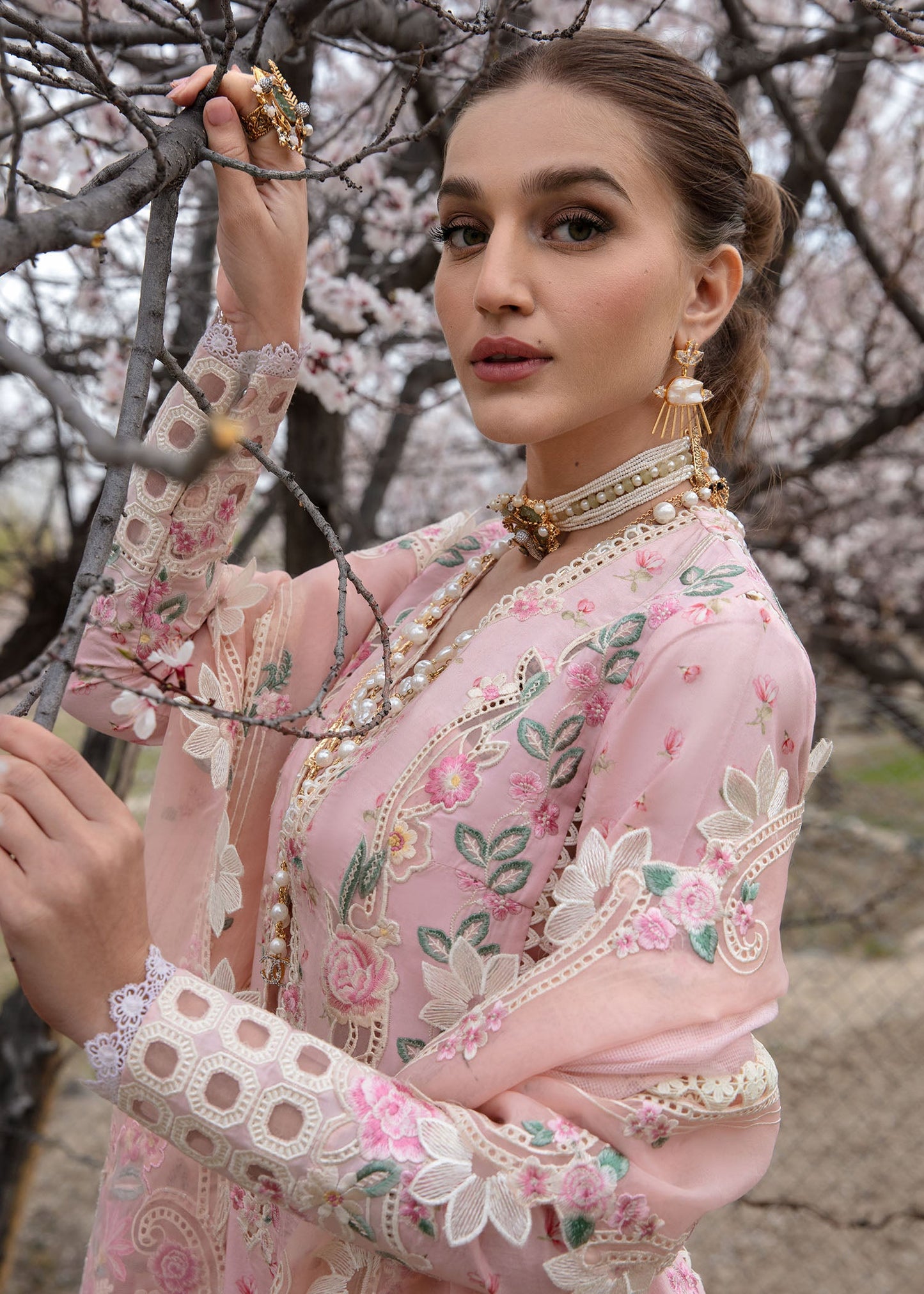 Crimson Luxury Lawn 2024 | Sarfaraz | Believe In Her – Blush Pink