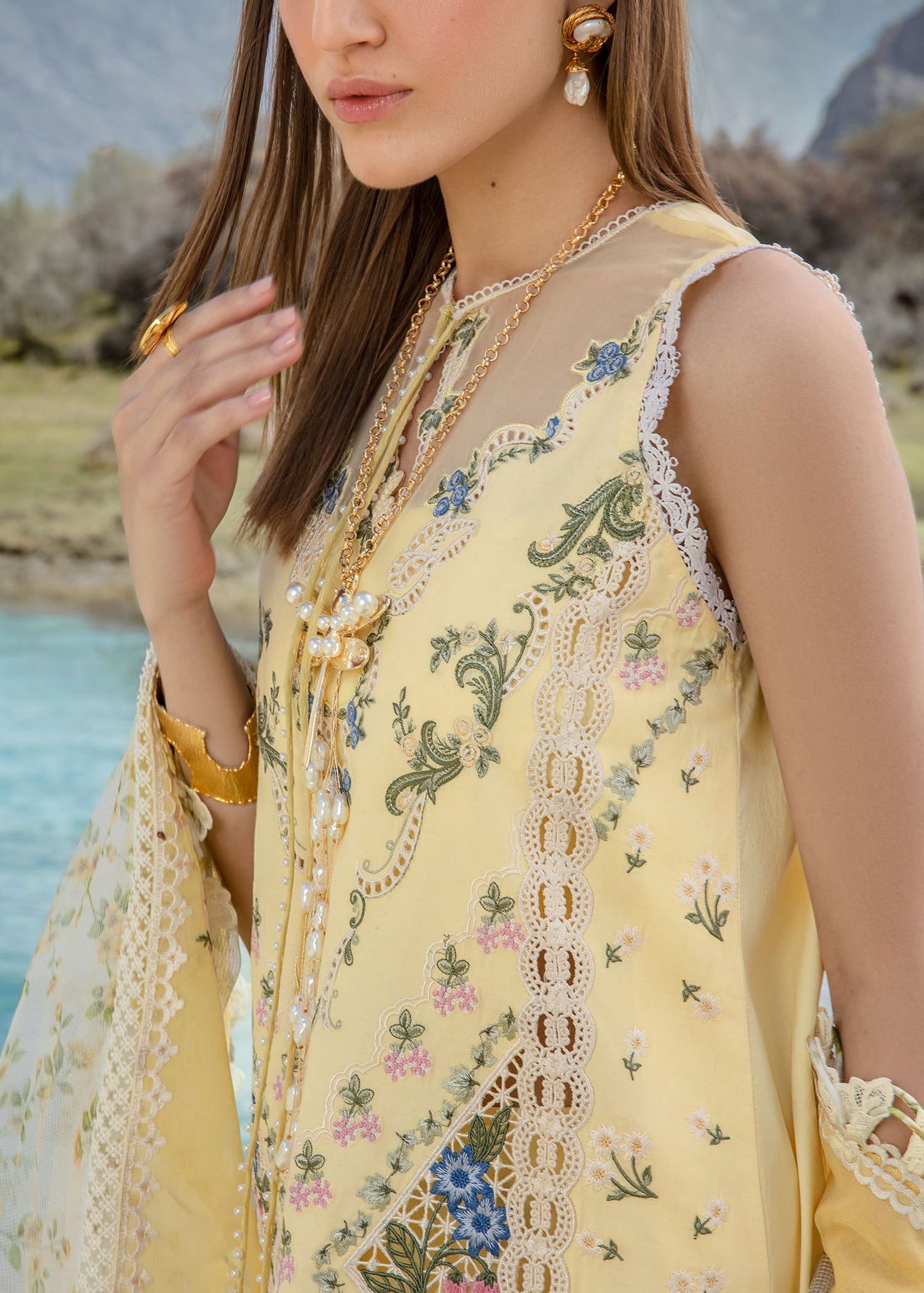 Crimson Luxury Lawn 2024 | Sarfaraz | A French Brunch – Sunflower Yellow