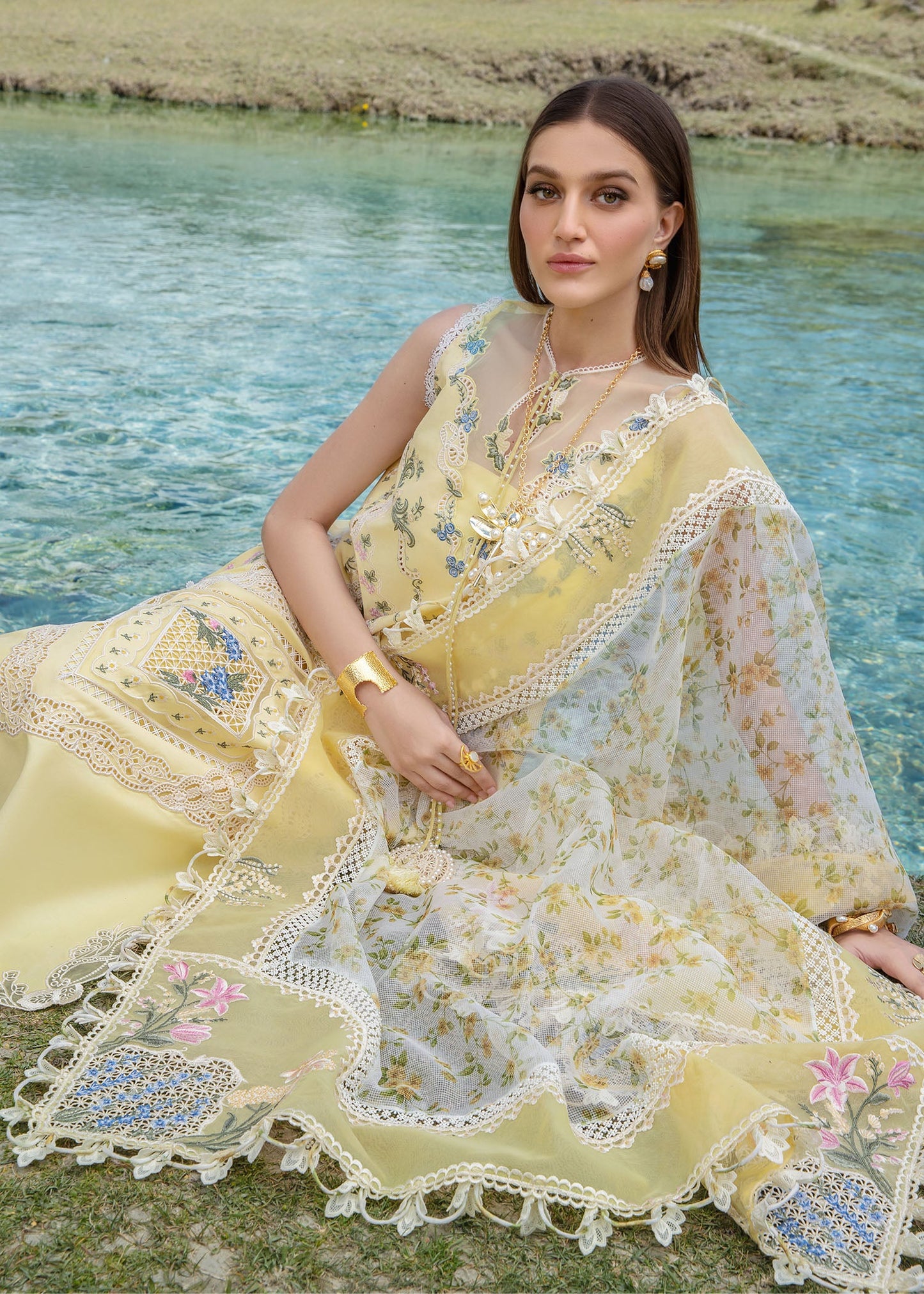 Crimson Luxury Lawn 2024 | Sarfaraz | A French Brunch – Sunflower Yellow