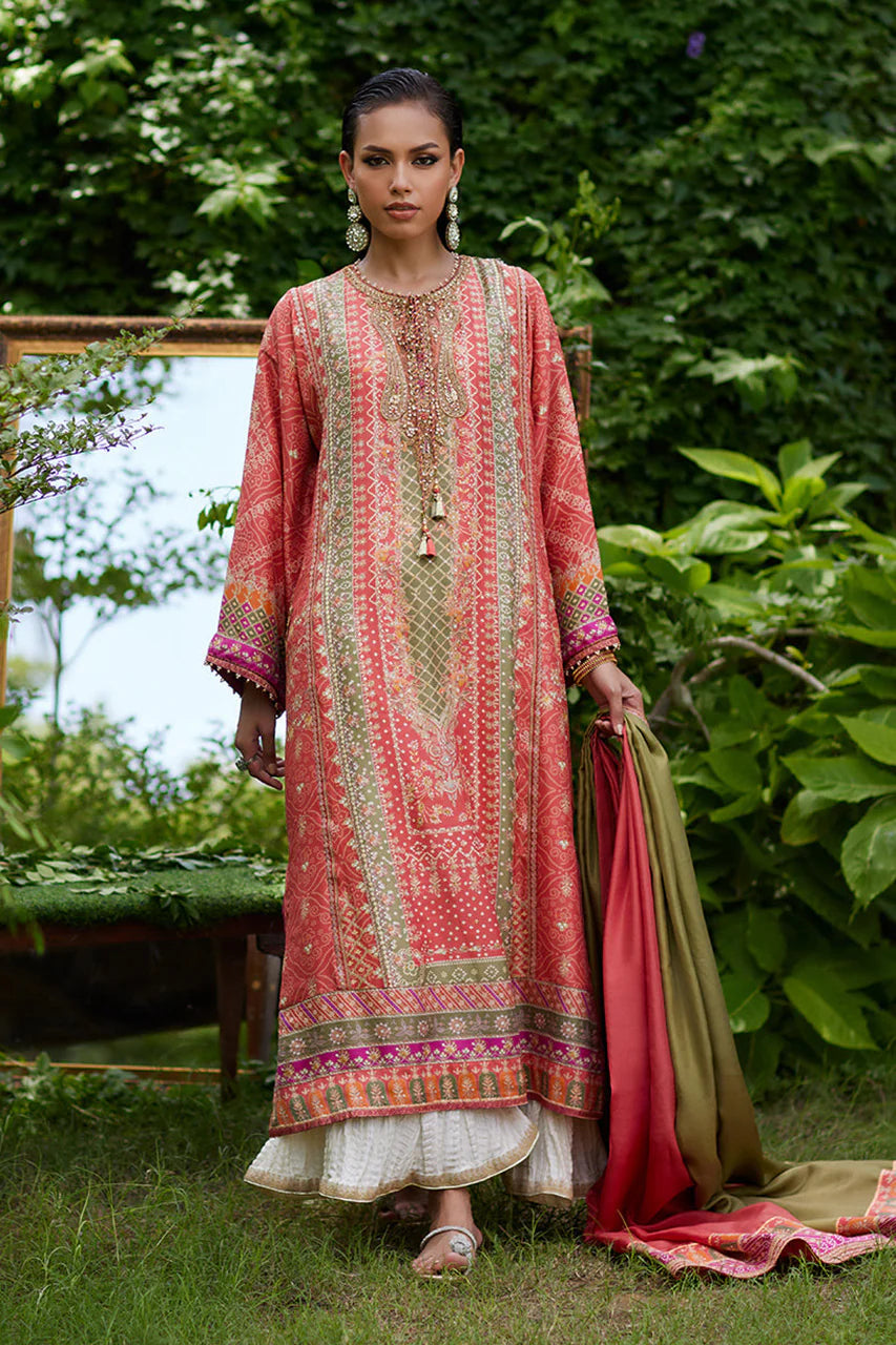 Bazif Burnt Orange Shirt And Dupatta