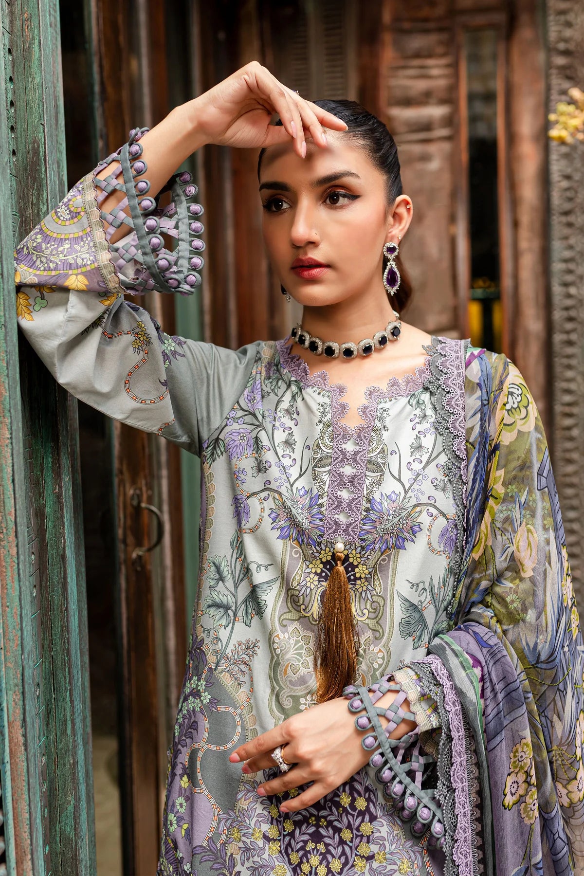 URBANE CHIFFON COLLECTION - DARK VIOlET SUIT-SET