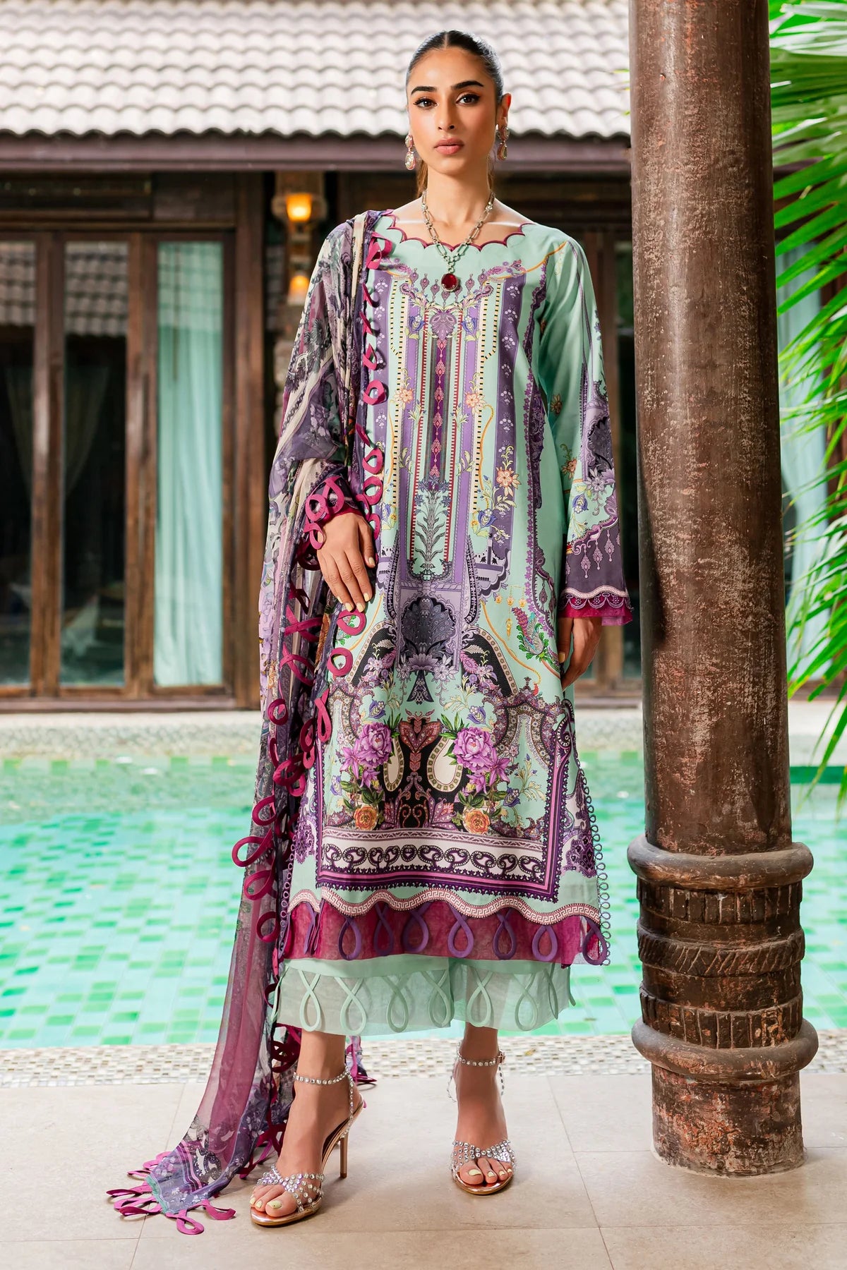 URBANE CHIFFON COLLECTION - SEA GREEN SUIT-SET