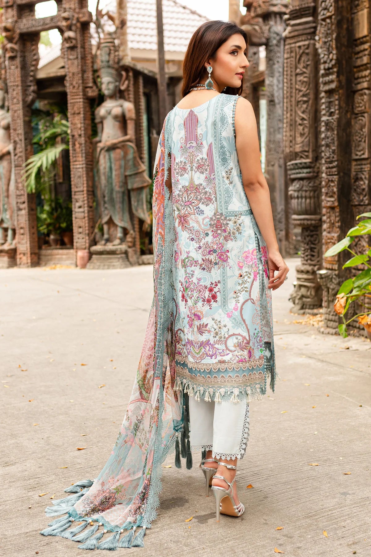 URBANE CHIFFON COLLECTION - AQUA SUIT-SET