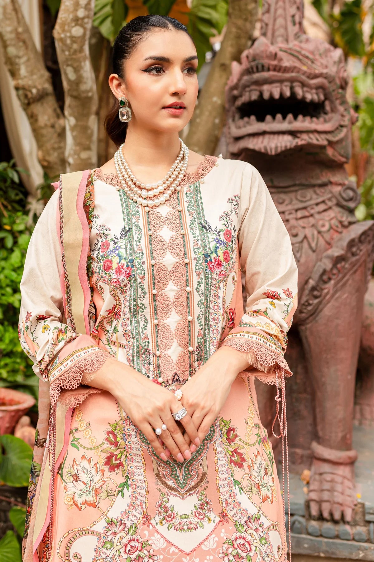 URBANE CHIFFON COLLECTION - PEACH SUIT-SET