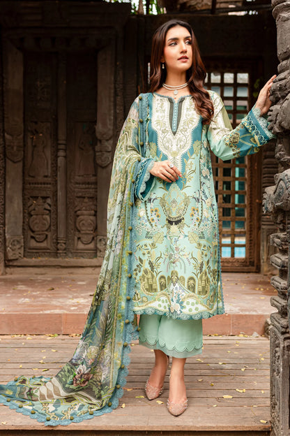 URBANE CHIFFON COLLECTION - AQUA GREEN SUIT-SET