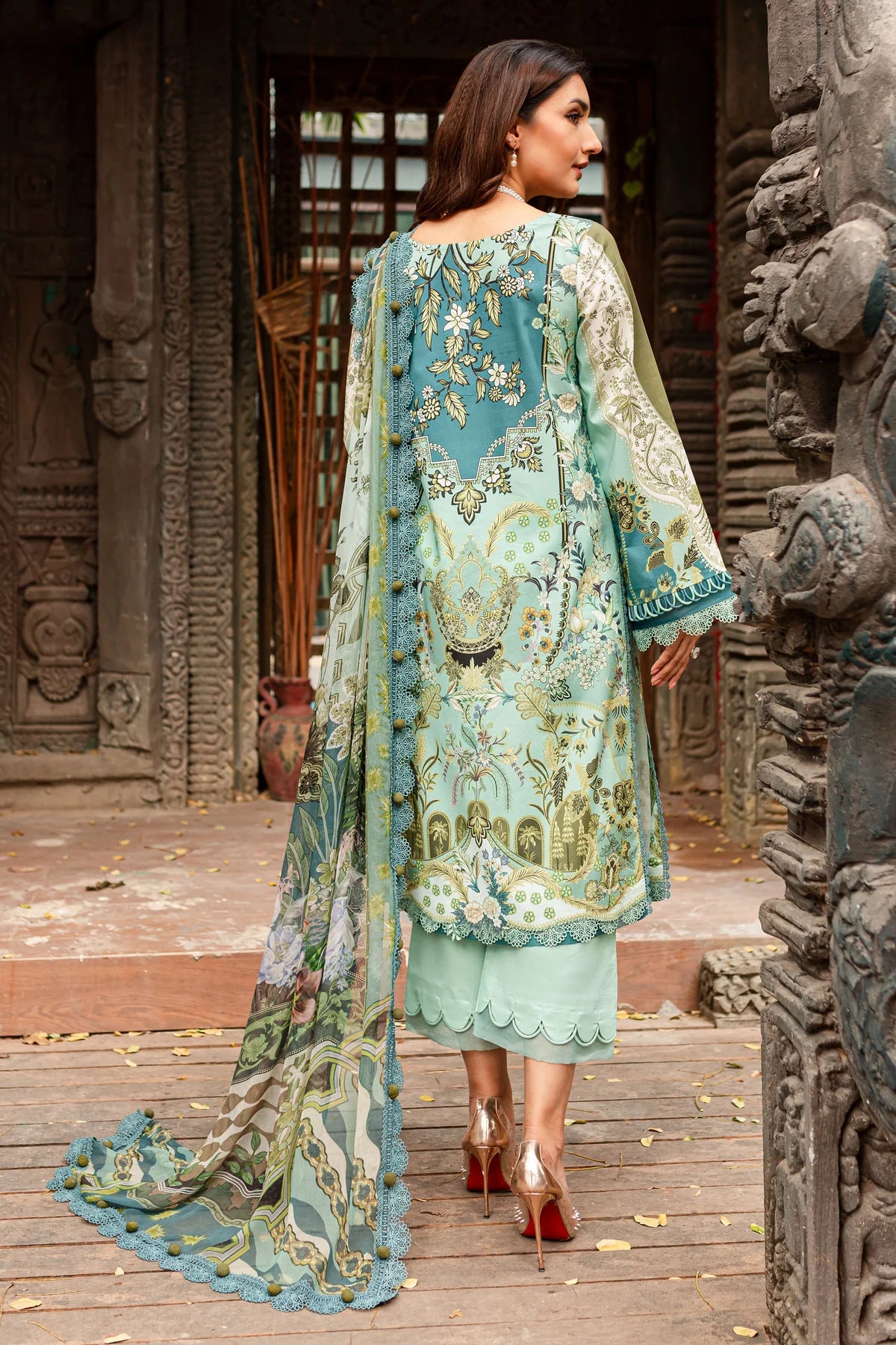 URBANE CHIFFON COLLECTION - AQUA GREEN SUIT-SET