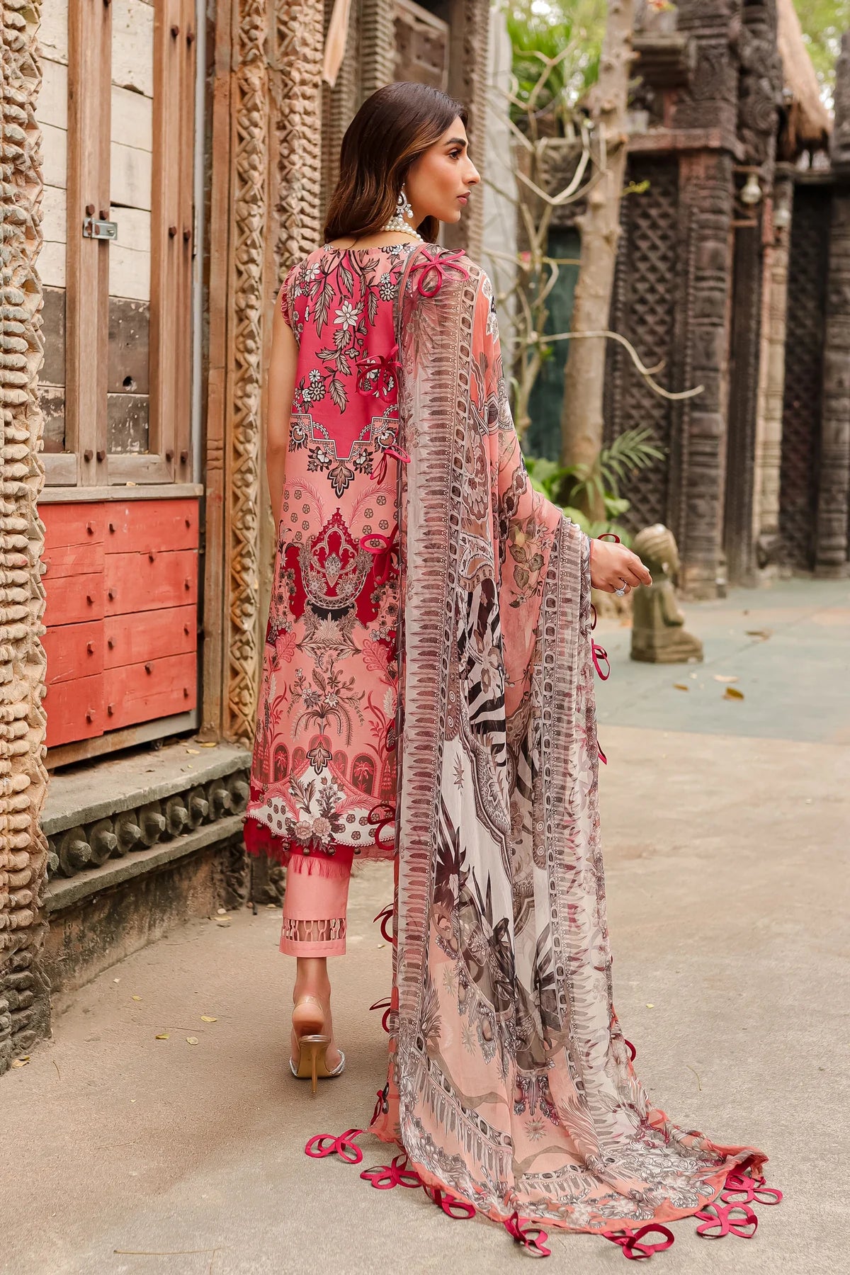 URBANE CHIFFON COLLECTION - PEACHY PINK SUIT-SET