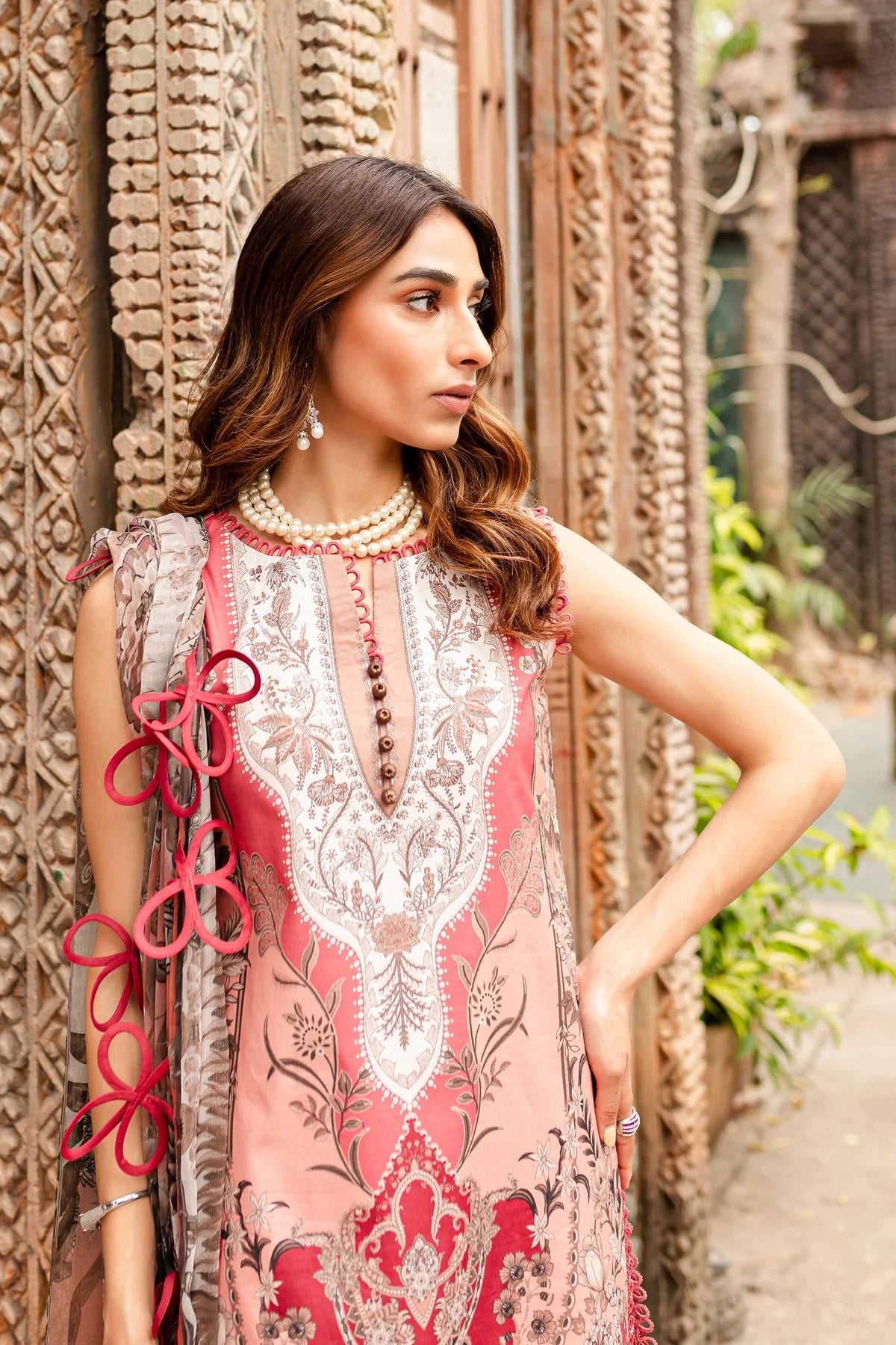 URBANE CHIFFON COLLECTION - PEACHY PINK SUIT-SET