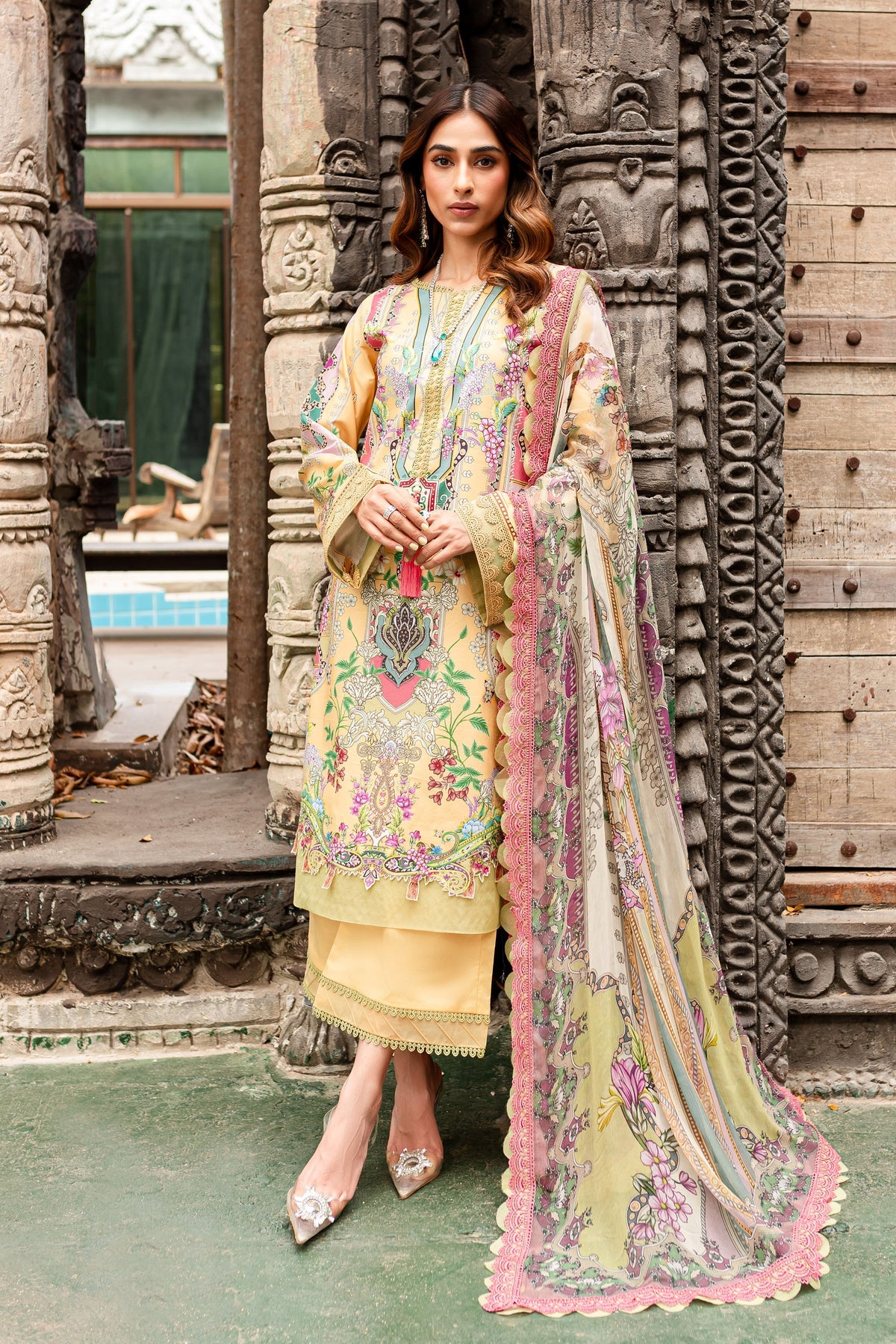 URBANE CHIFFON COLLECTION - MUSTARD SUIT-SET