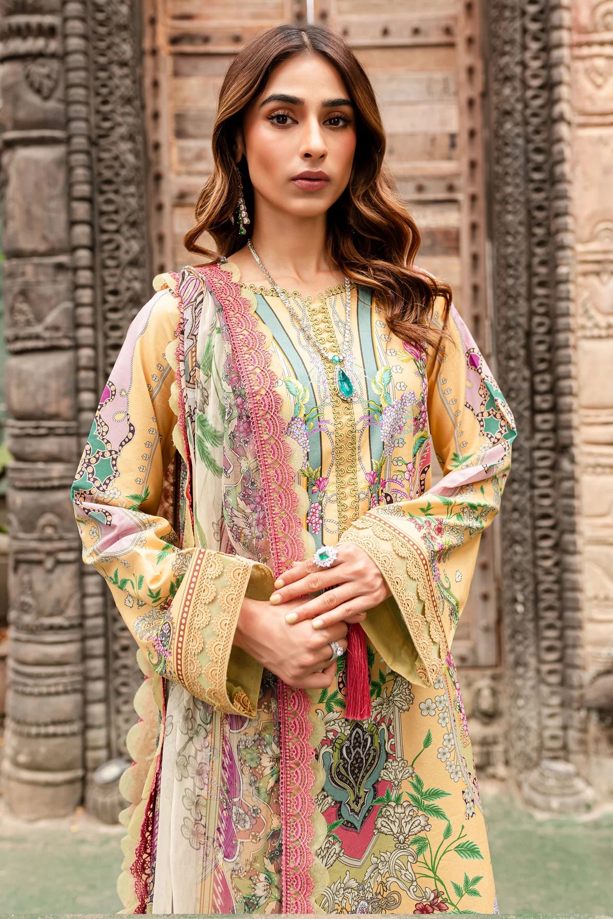 URBANE CHIFFON COLLECTION - MUSTARD SUIT-SET