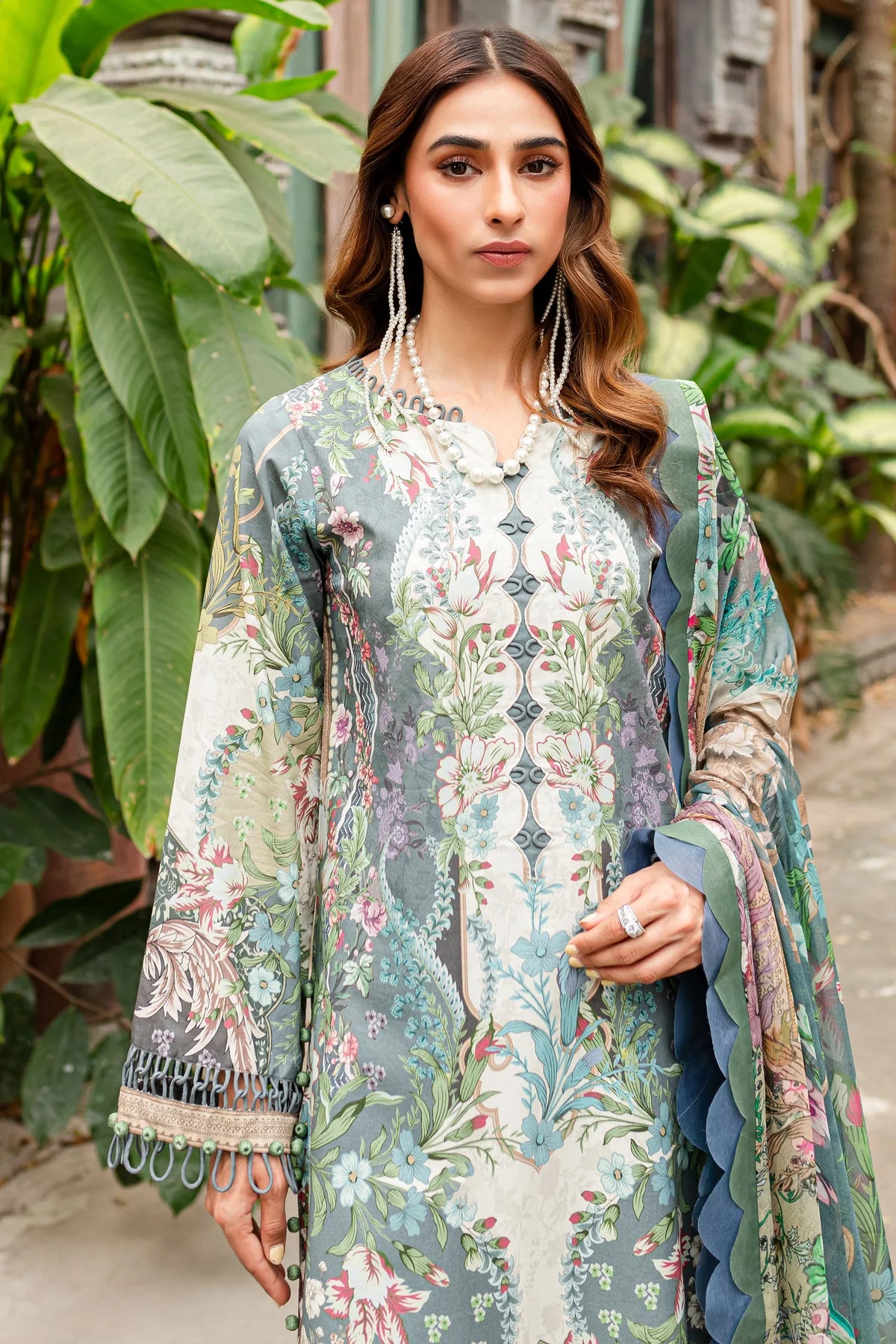 URBANE CHIFFON COLLECTION - GREYISH SUIT-SET