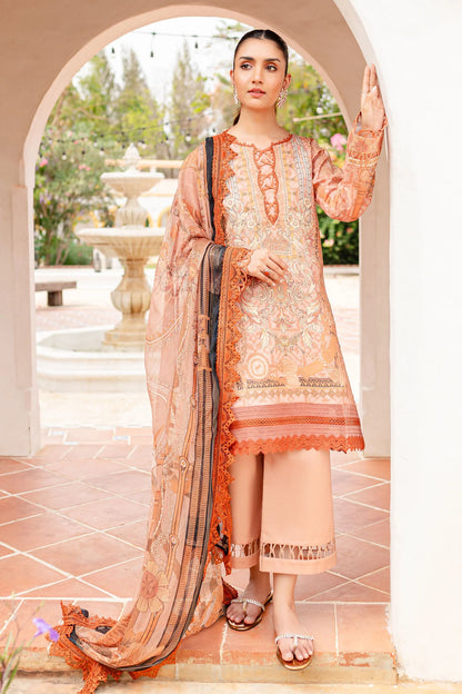 URBANE CHIFFON DUP VOL II 2024 - PEACH SUIT-SET