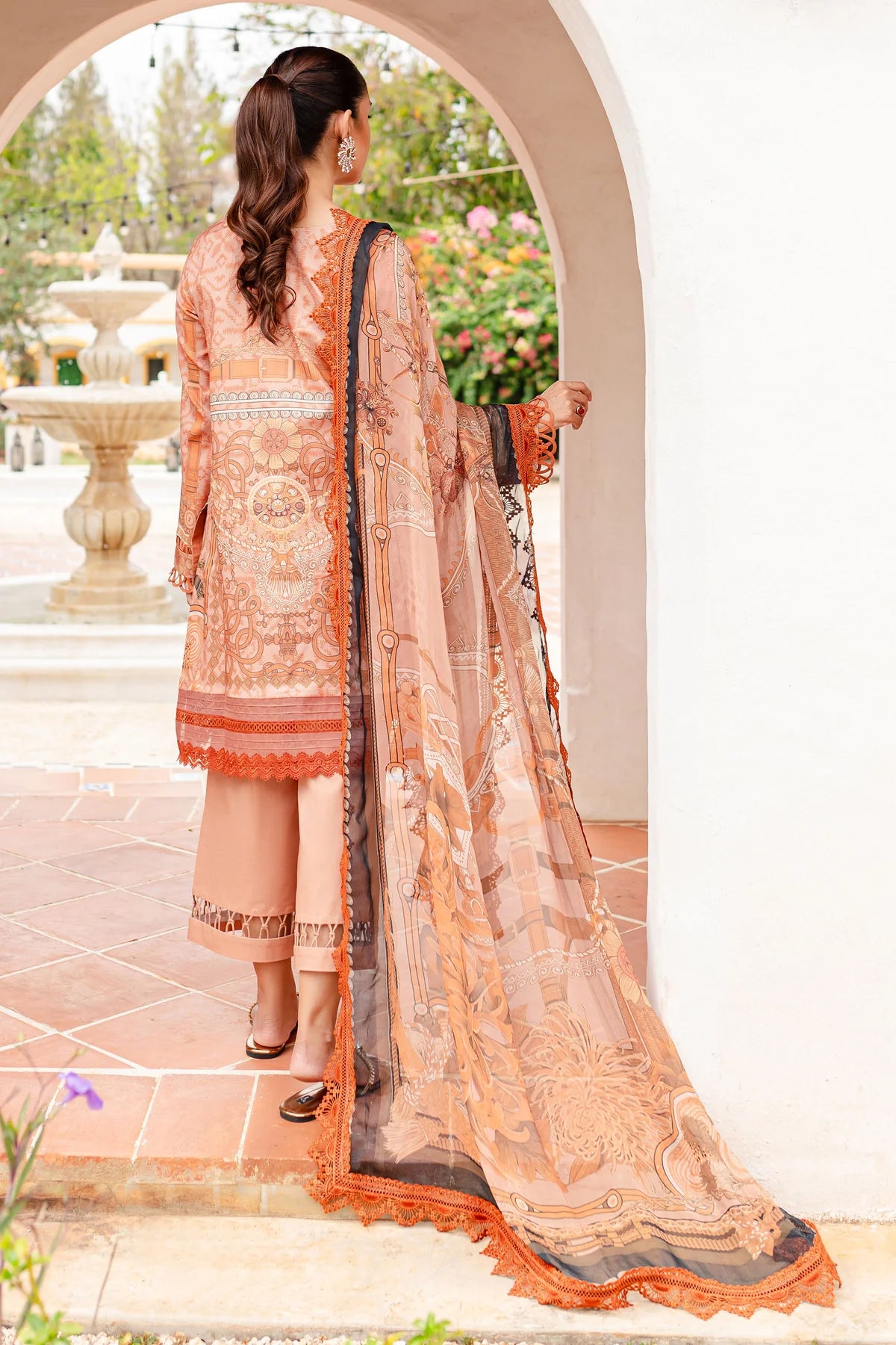 URBANE CHIFFON DUP VOL II 2024 - PEACH SUIT-SET