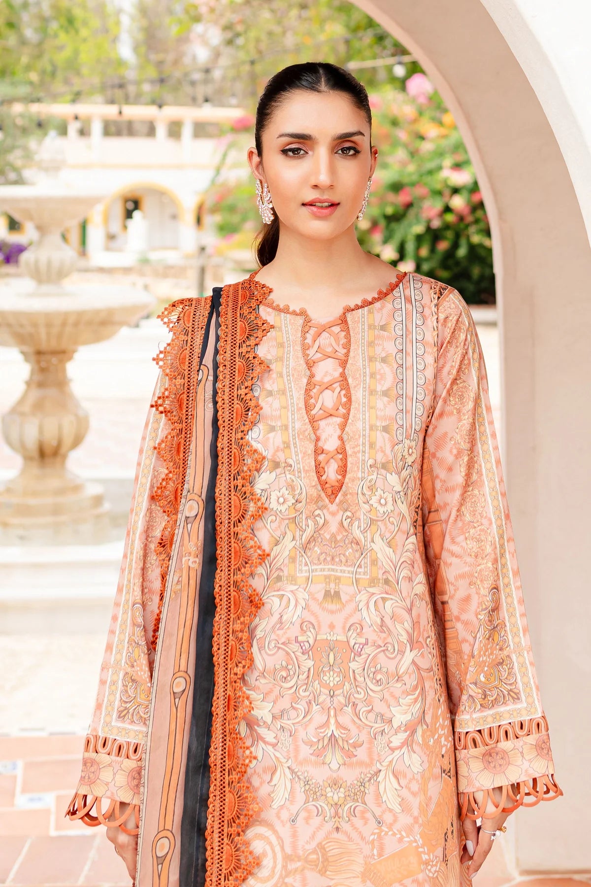 URBANE CHIFFON DUP VOL II 2024 - PEACH SUIT-SET