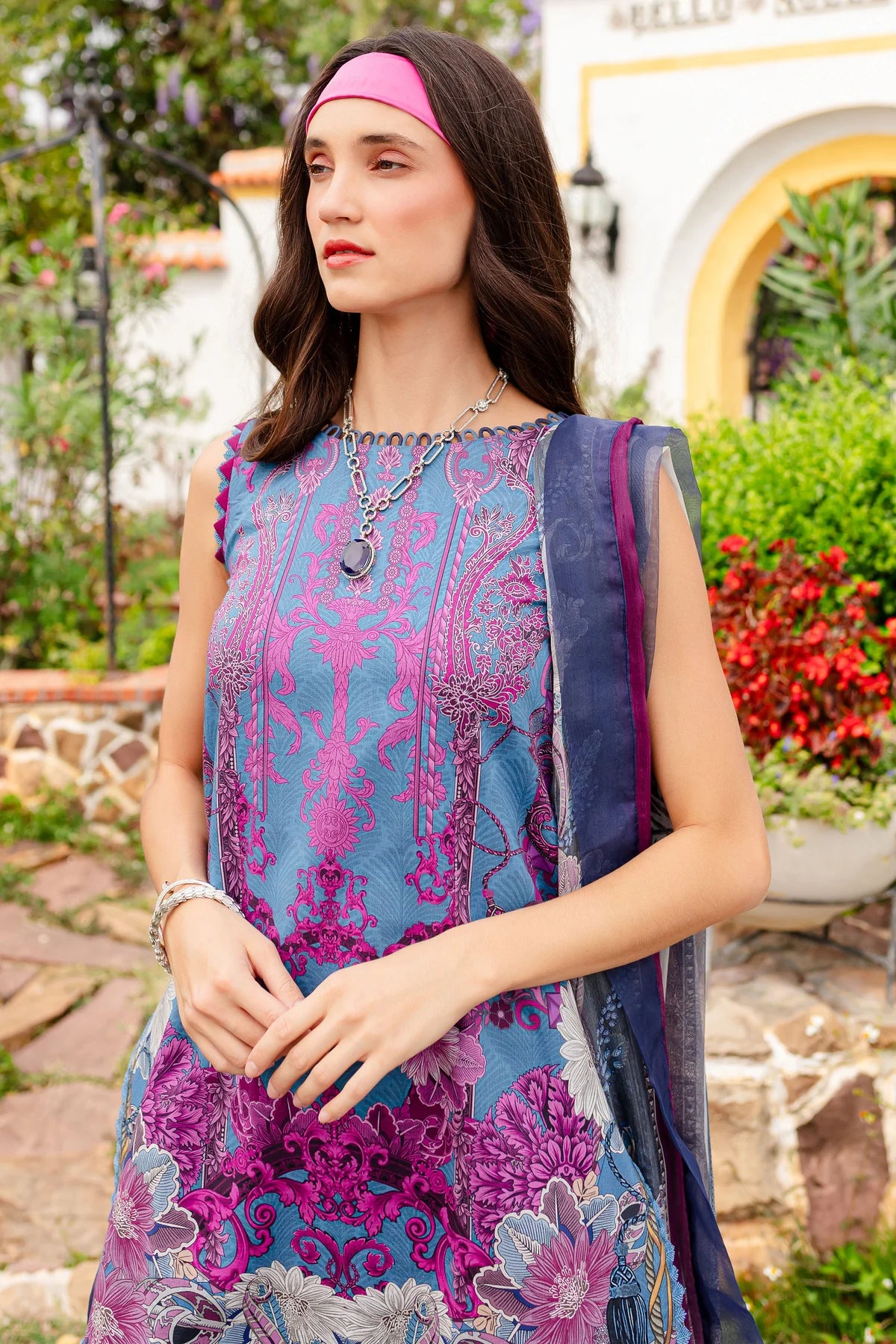 URBANE CHIFFON DUP VOL II 2024 - BLUISH PINK SUIT-SET