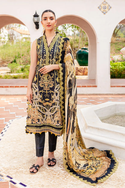 URBANE CHIFFON DUP VOL II 2024 - BLACK / GOLDEN SUIT-SET