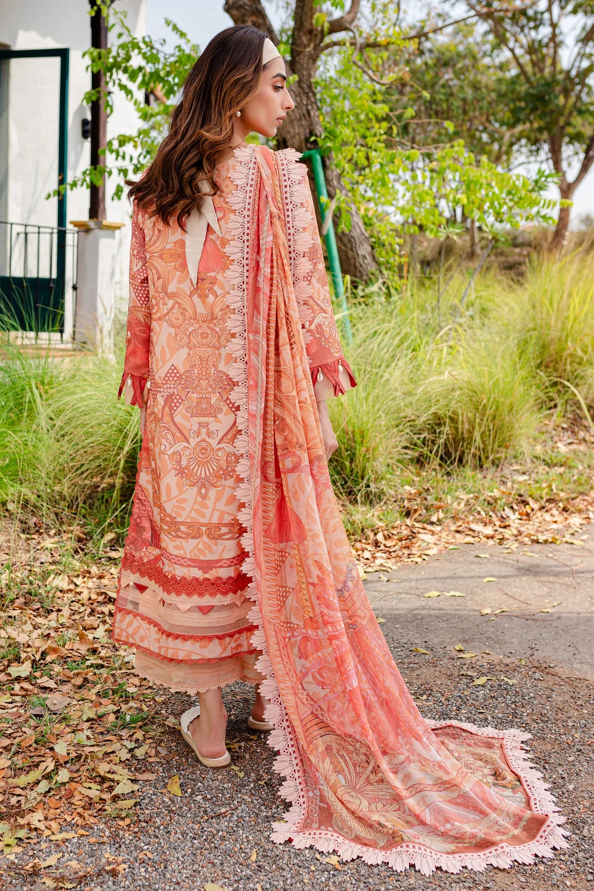 URBANE CHIFFON DUP VOL II 2024 - PEACH PRINTED SUIT-SET