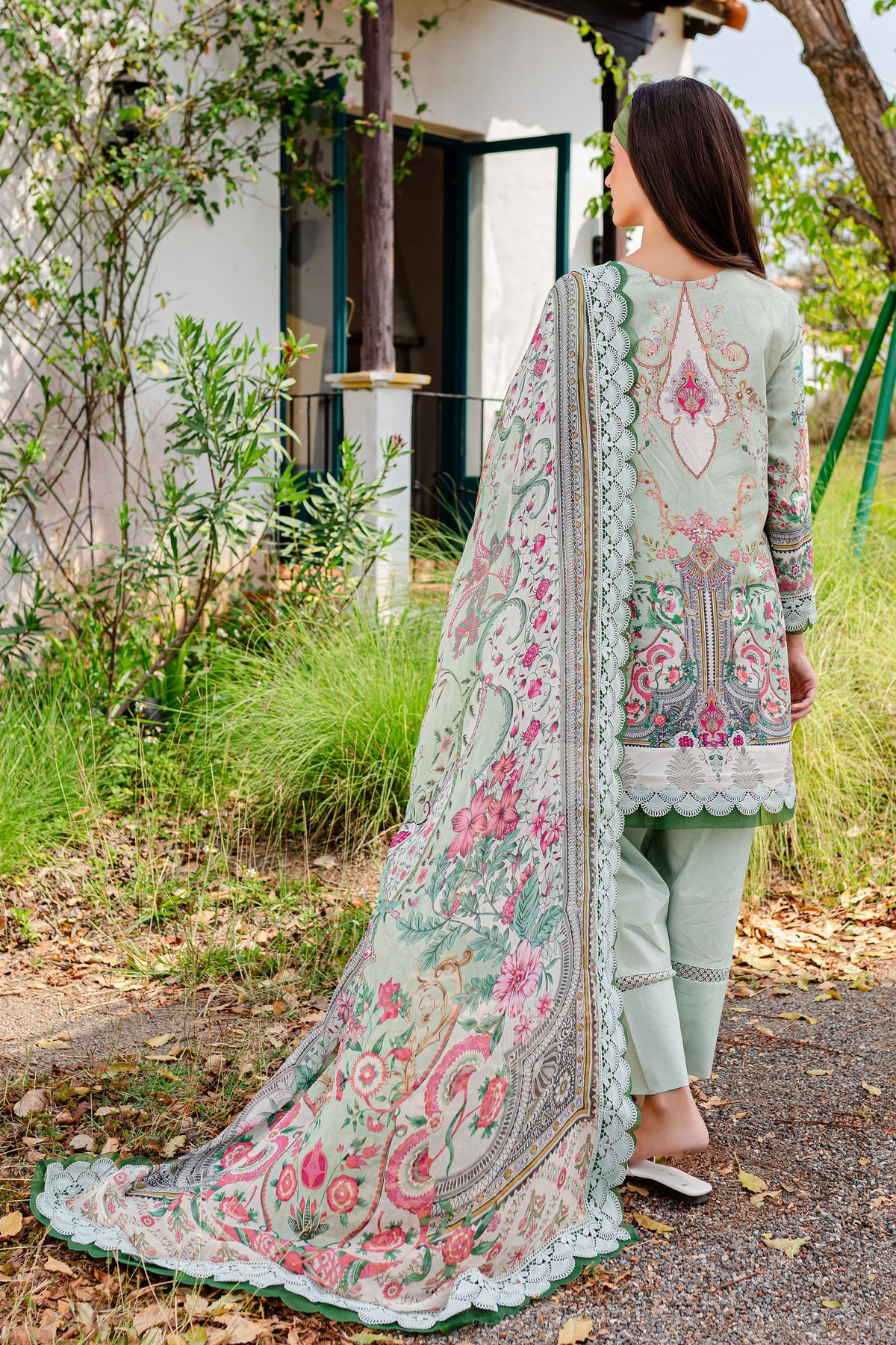 URBANE CHIFFON DUP VOL II 2024 - SOFT GREEN SUIT-SET