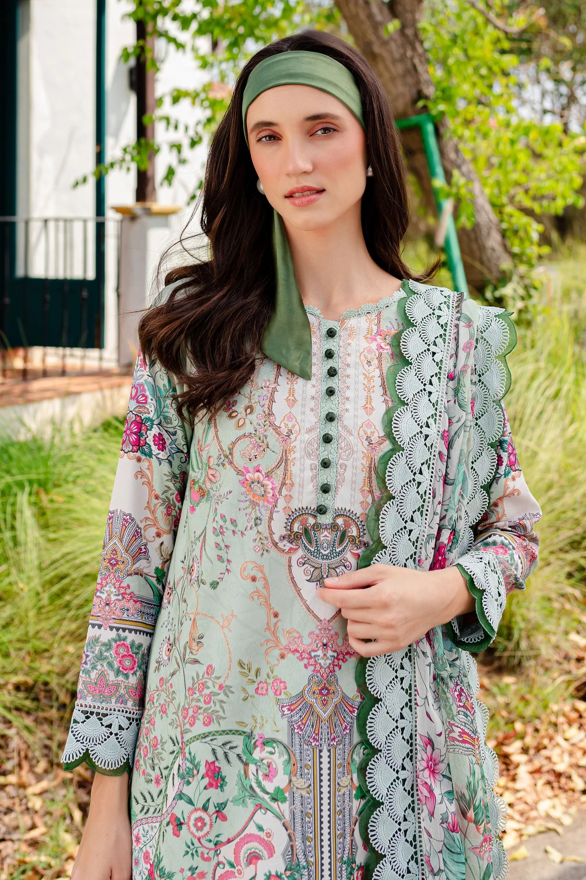 URBANE CHIFFON DUP VOL II 2024 - SOFT GREEN SUIT-SET