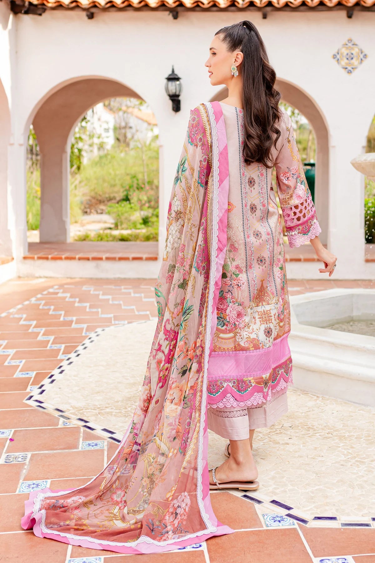 URBANE CHIFFON DUP VOL II 2024 - PINK FLORAL SUIT-SET