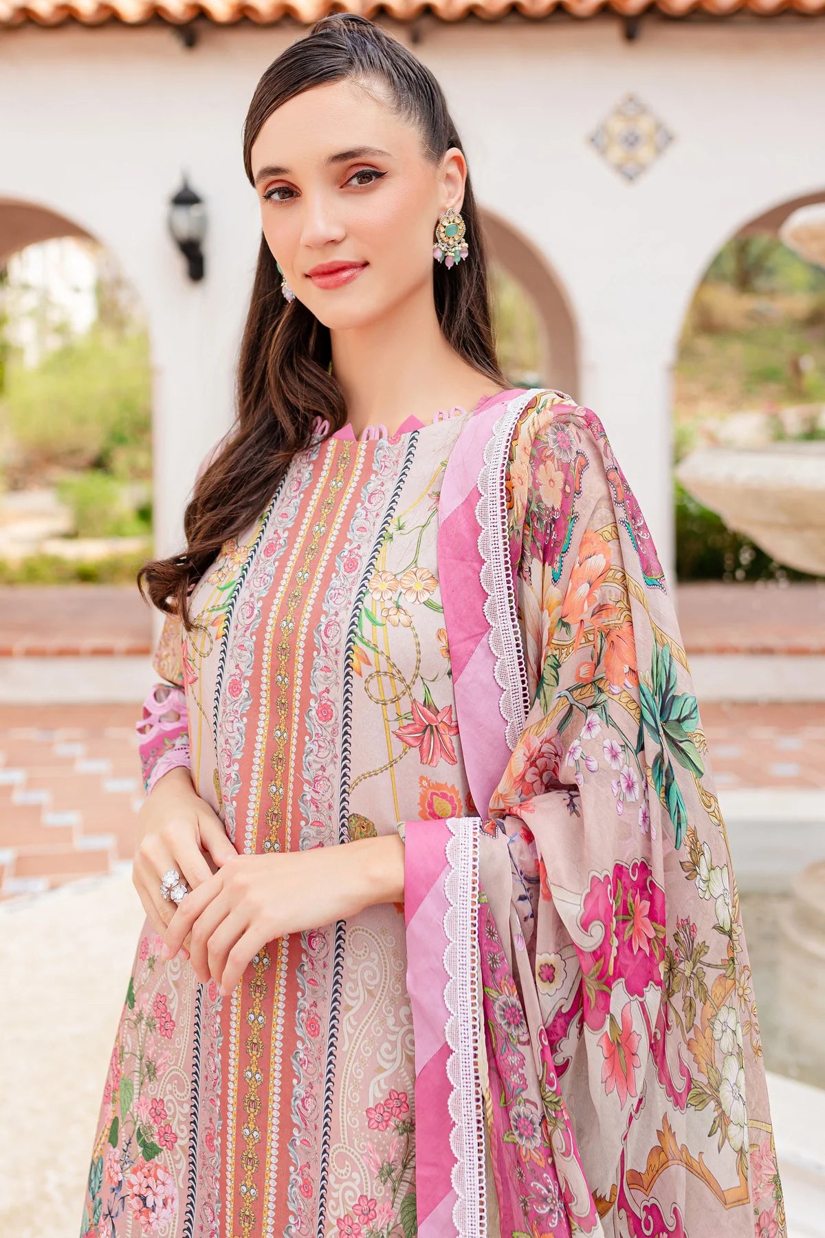 URBANE CHIFFON DUP VOL II 2024 - PINK FLORAL SUIT-SET