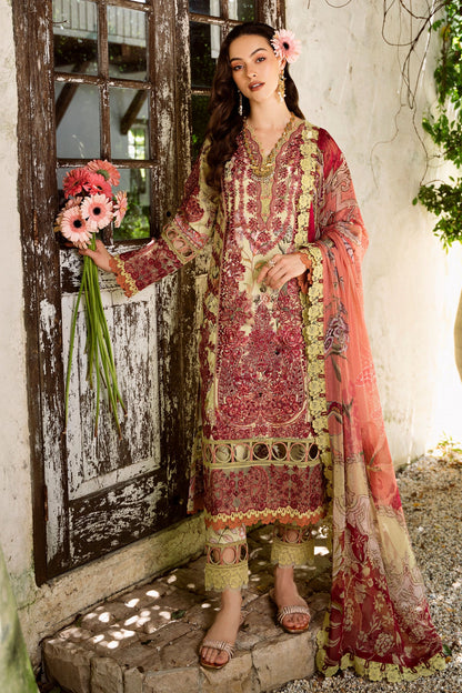 FLORA CAMBRIC 03PC COLLECTION MEHNDI SUIT-SET