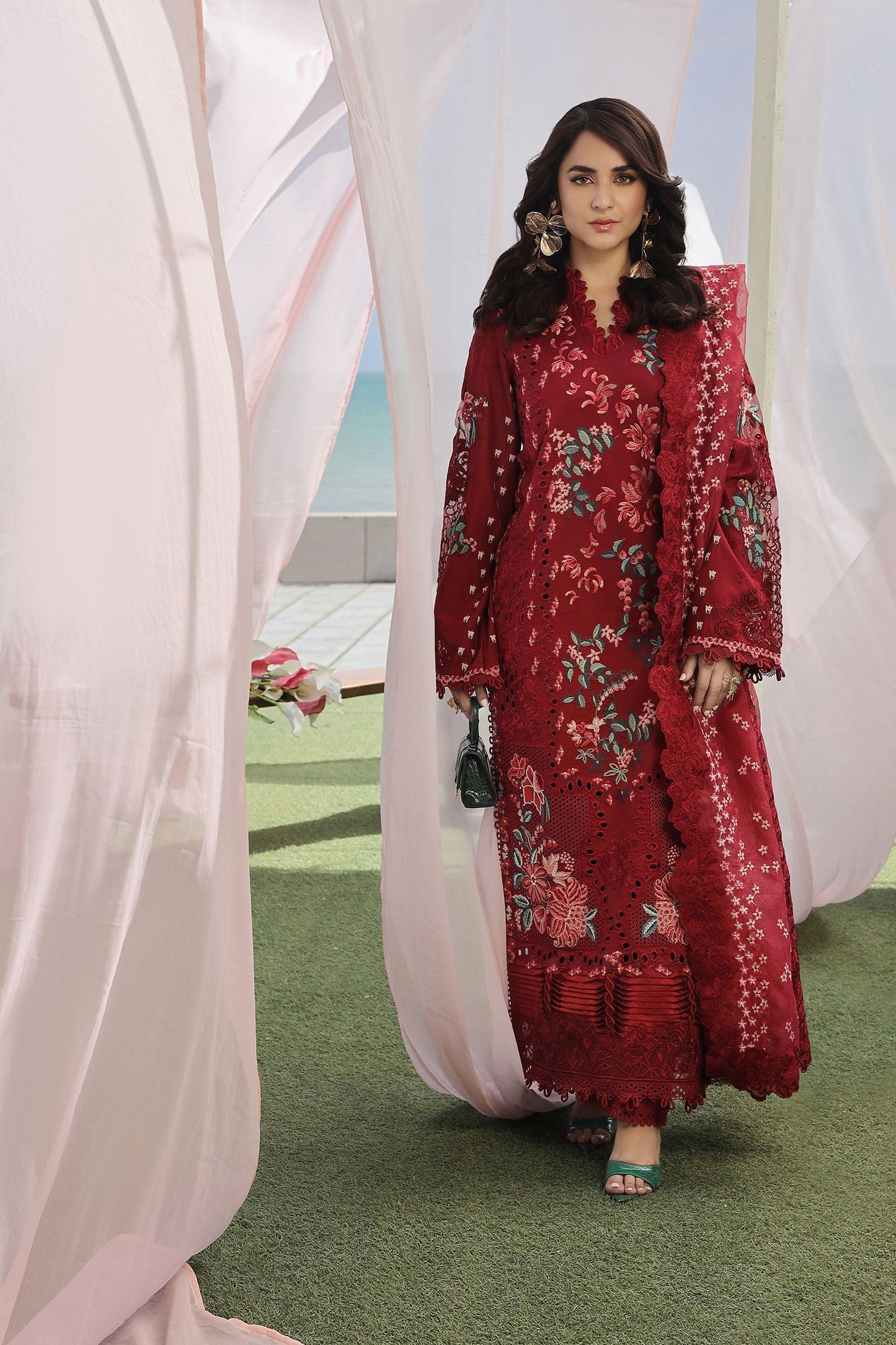 Maryam Hussain Luxury Lawn 24 | CRIMSON