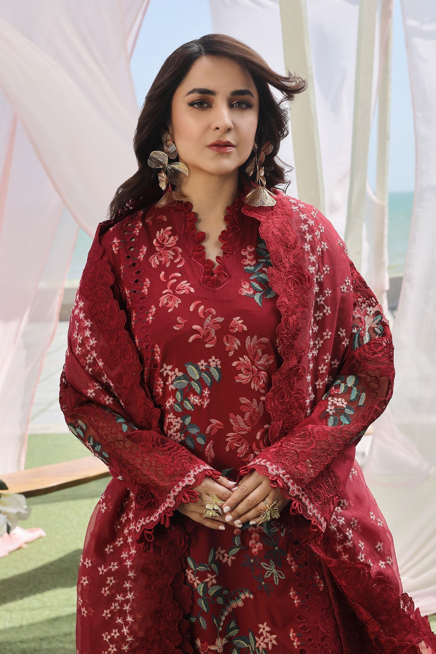 Maryam Hussain Luxury Lawn 24 | CRIMSON