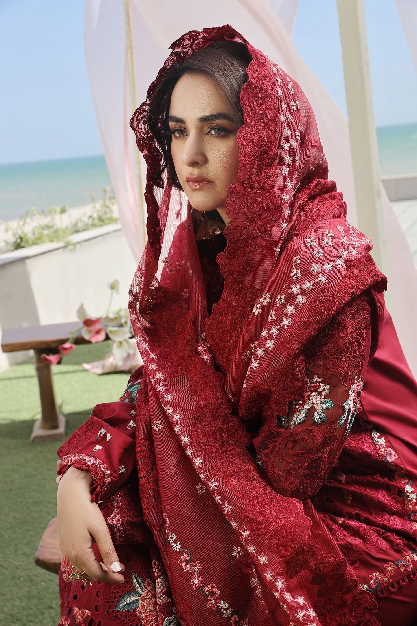 Maryam Hussain Luxury Lawn 24 | CRIMSON