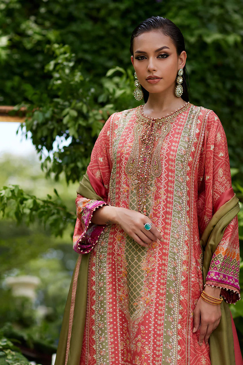 Bazif Burnt Orange Shirt And Dupatta