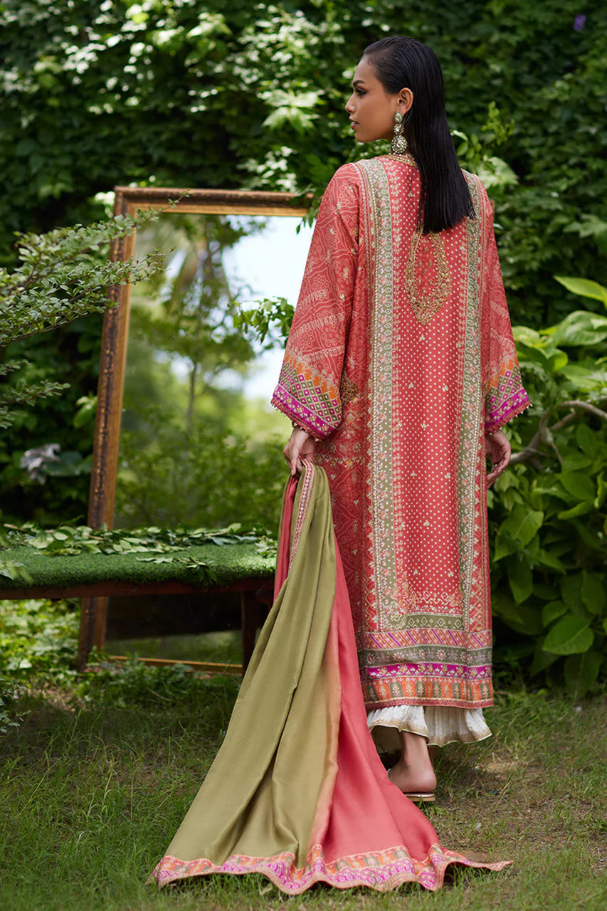 Bazif Burnt Orange Shirt And Dupatta