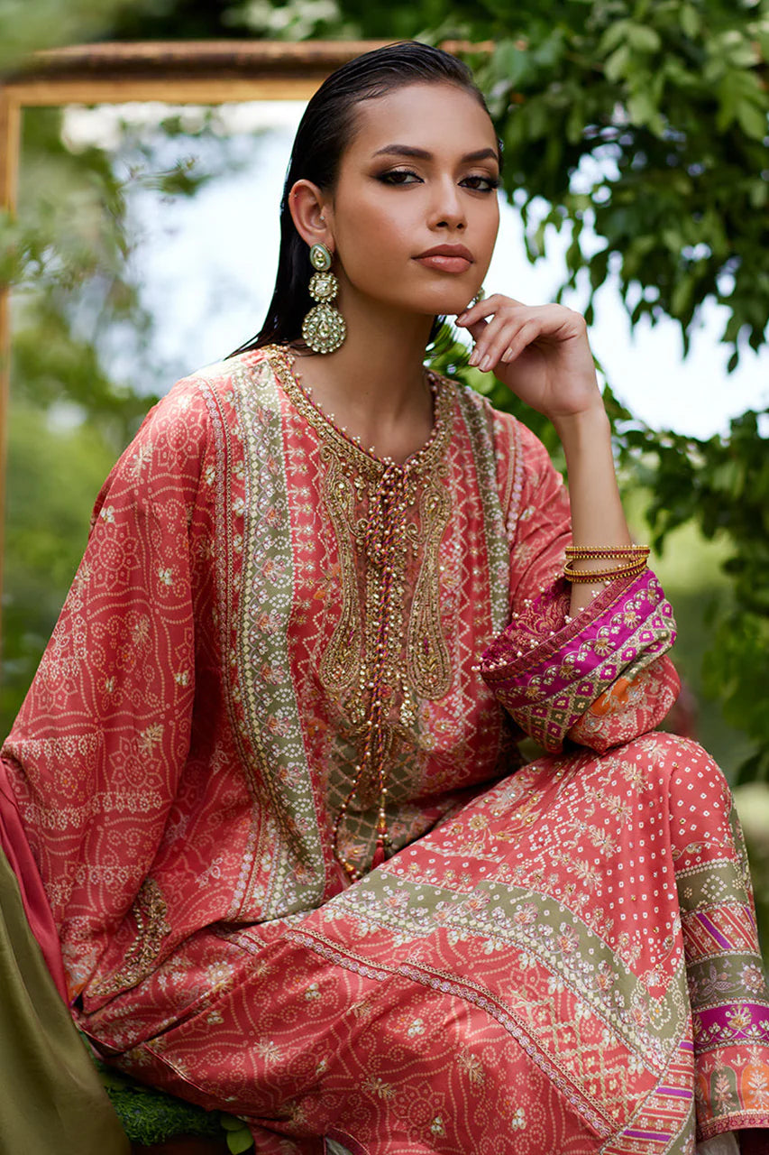 Bazif Burnt Orange Shirt And Dupatta