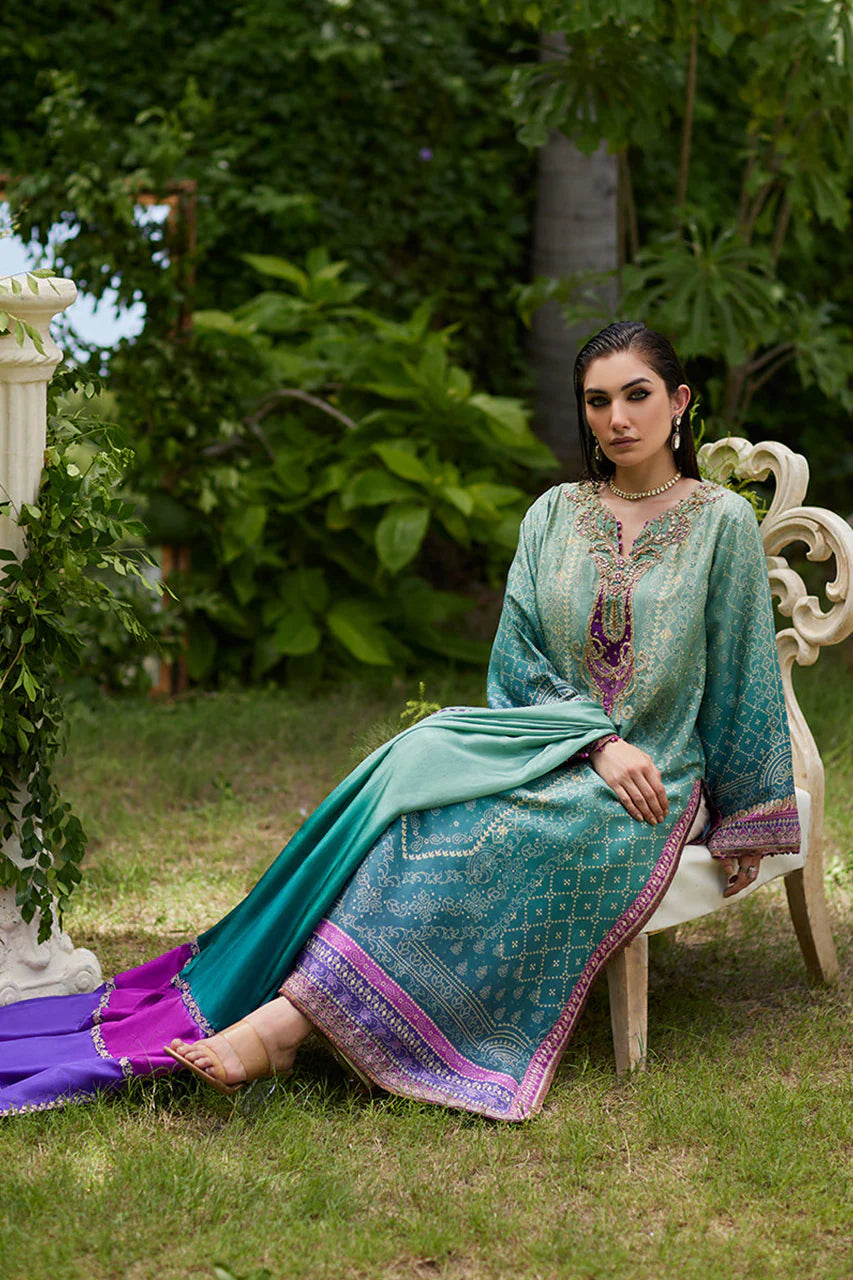 Leisha Teal Ombre Shirt And Dupatta