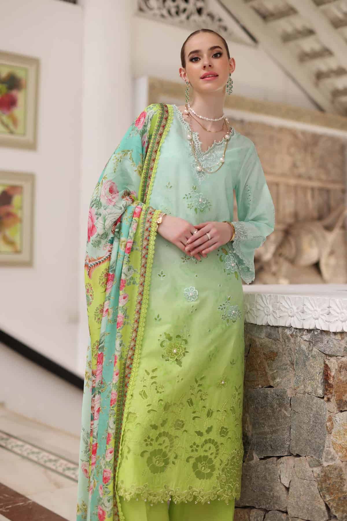 Noor Luxury Chikankari Lawn’24 | Saadi Aasad | D5-A