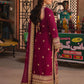 AJKK-03 EMBROIDERED TWISTED SILK 3 PCS MAGENTA SUIT-SET