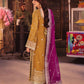 AJKK-12 EMBROIDERED CHIFFON 3 PCS GOLD SUIT-SET