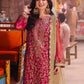 AJKK-14 EMBROIDERED NET 3 PCS PINK SUIT-SET