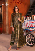 AJKK-16 EMBROIDERED CHIFFON 3 PCS GREEN SUIT-SET