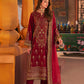 AJKK-19 EMBROIDERED TWISTED SILK 3 PCS RED SUIT-SET