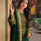 AJKK-22 EMBROIDERED TWISTED SILK 3 PCS GREEN SUIT-SET