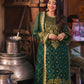 AJKK-22 EMBROIDERED TWISTED SILK 3 PCS GREEN SUIT-SET