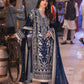 AJKK-25 EMBROIDERED TWISTED SILK 3 PCS BLUE SUIT-SET