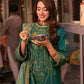 AJKK-27 EMBROIDERED TWISTED SILK 3 PCS GREEN SUIT-SET