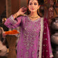 AJKK-28 EMBROIDERED CHIFFON 3 PCS PURPLE SUIT-SET