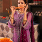 AJKK-28 EMBROIDERED CHIFFON 3 PCS PURPLE SUIT-SET