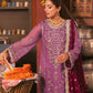 AJKK-28 EMBROIDERED CHIFFON 3 PCS PURPLE SUIT-SET