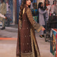 AJKK-30 EMBROIDERED CHIFFON 3 PCS BROWN SUIT-SET