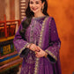 AJKK-07 EMBROIDERED TWISTED SILK 3 PCS PURPLE SUIT-SET