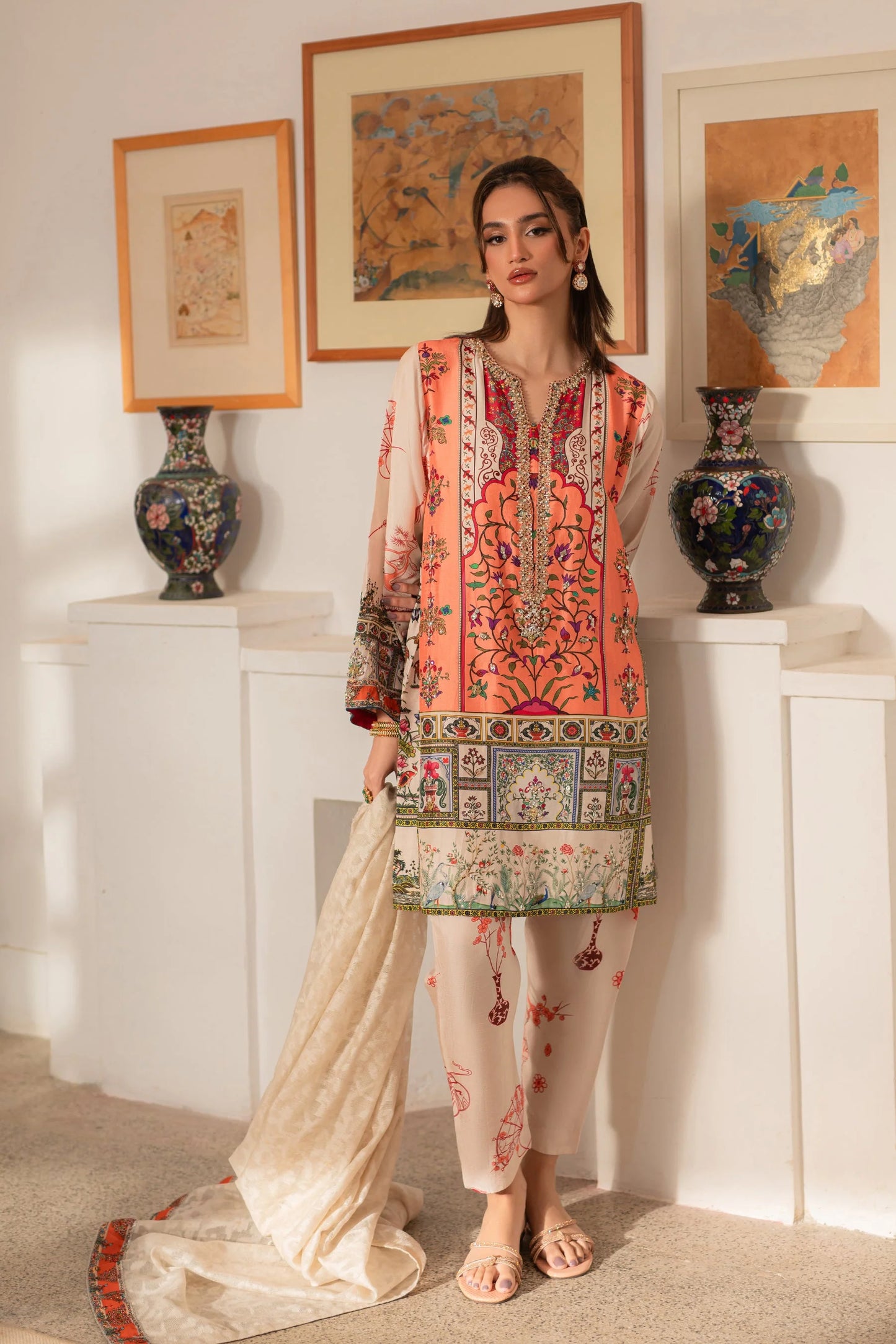 Ammara Khan Ronaq'25 - Modern Mughal Kurta Shalwar Set